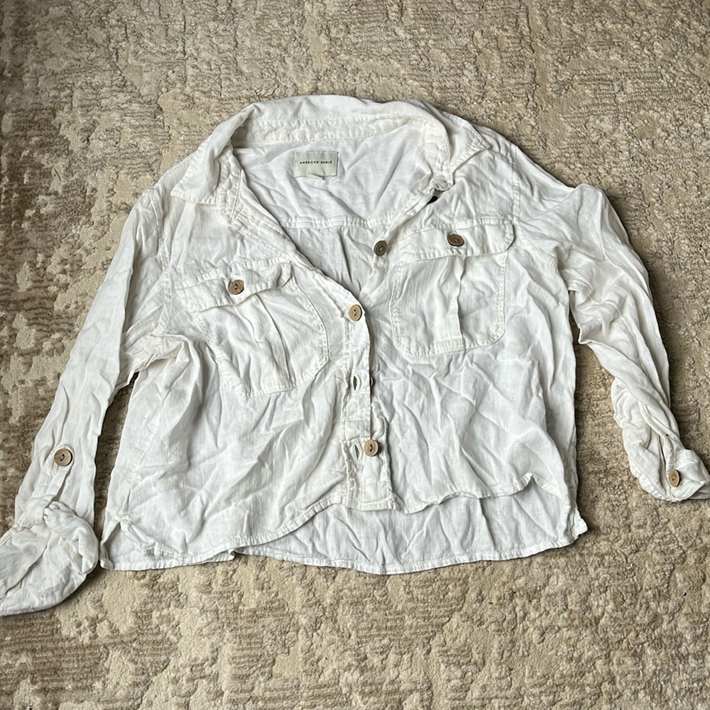 White Linen cropped top